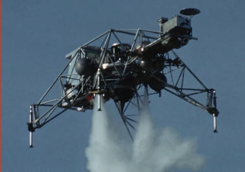 Lunar Landing Training Vehicle (LLTV) lift rockets firing